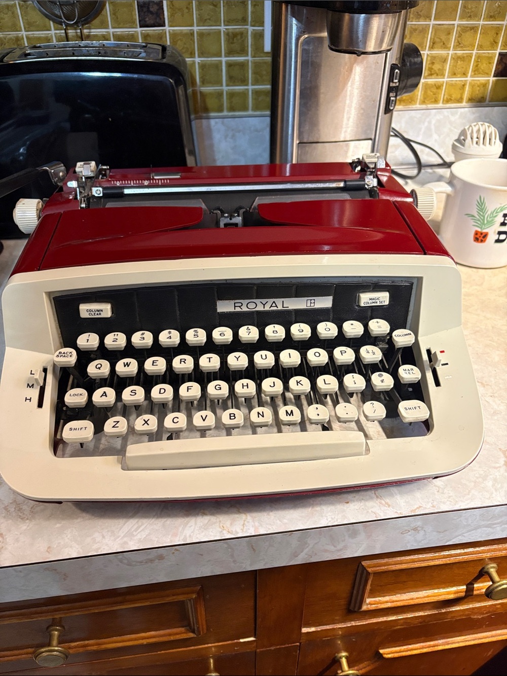 Royal Vintage Red and Cream Portable Typewriter